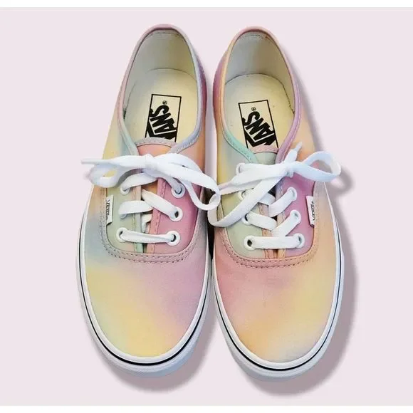 Vans Authentic Aura Shift Tie Dye Sneakers Size 7 Women's Rainbow Pastel EUC - Picture 3 of 8